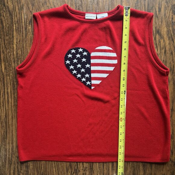 Vintage White Stag Flag Heart Sleeveless Sweater Size XL Patriotic July 4th Y2K - Picture 4 of 8